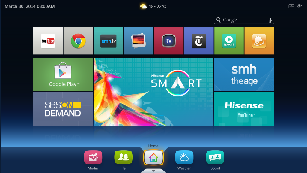 hisense tv home screen